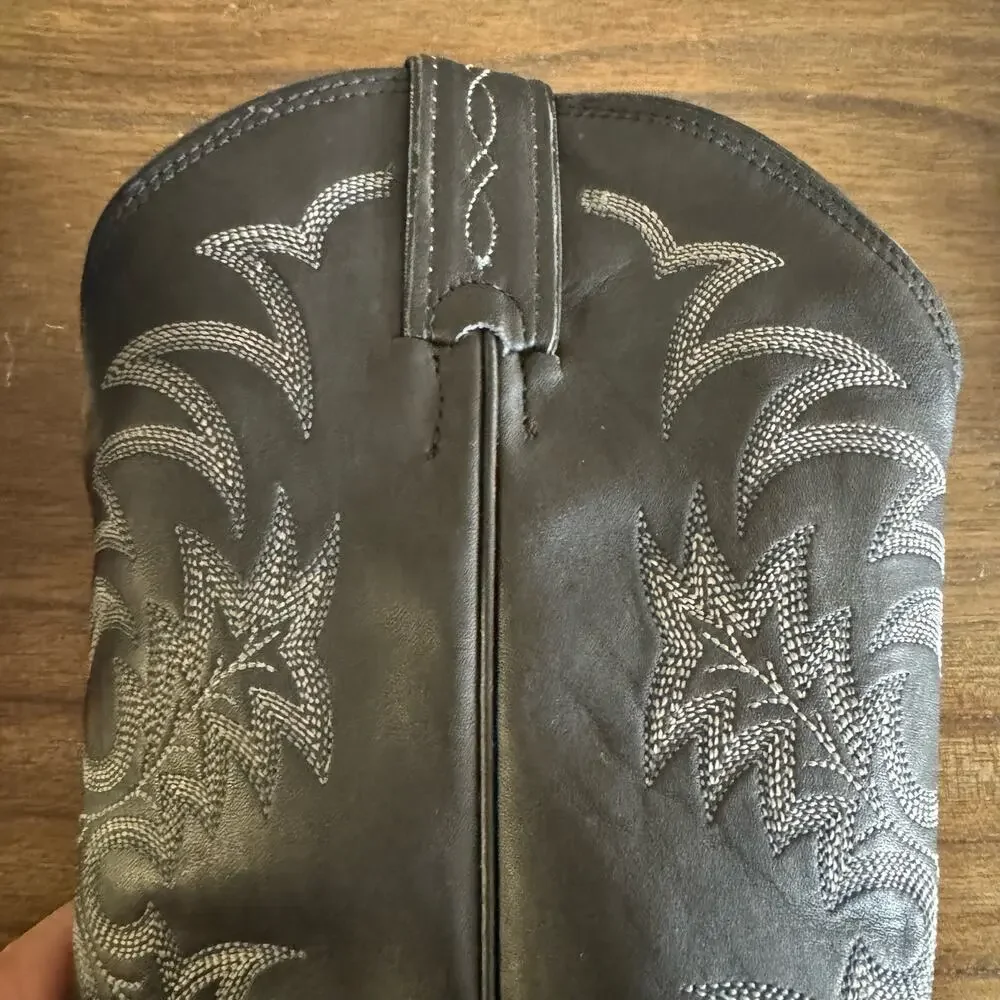 TONY LAMA MEN'S STALLION LEATHER AMERICANA WESTERN BOOTS 8.5EE Black Xtra- Wide